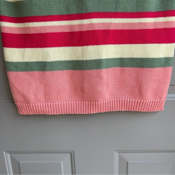 Studio Works Pink and Green Striped Sleeveless Sweater - Picture 2 of 5
